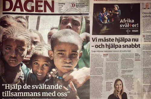 Afrika svälter! i tidningen Dagen